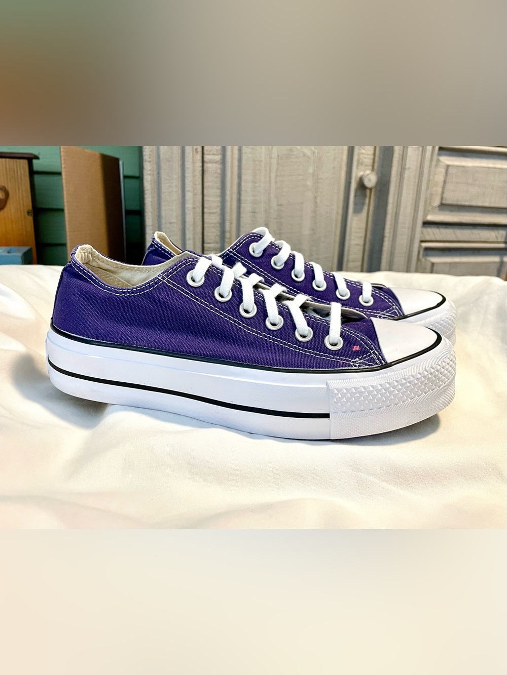 *VTG* CONVERSE “Chuck 70” Low Top Platform Sneakers-Purple-Wmn Size 7.5 - Canvas - Picture 4 of 11